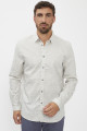 Chemise slim beige à carreaux rayés