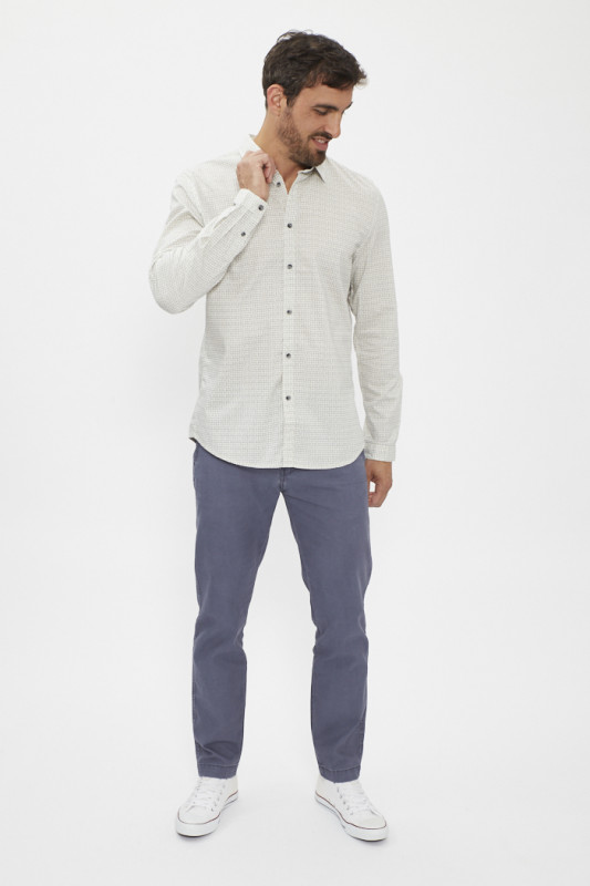 chemise slim beige à carreaux rayés homme Tom Tailor