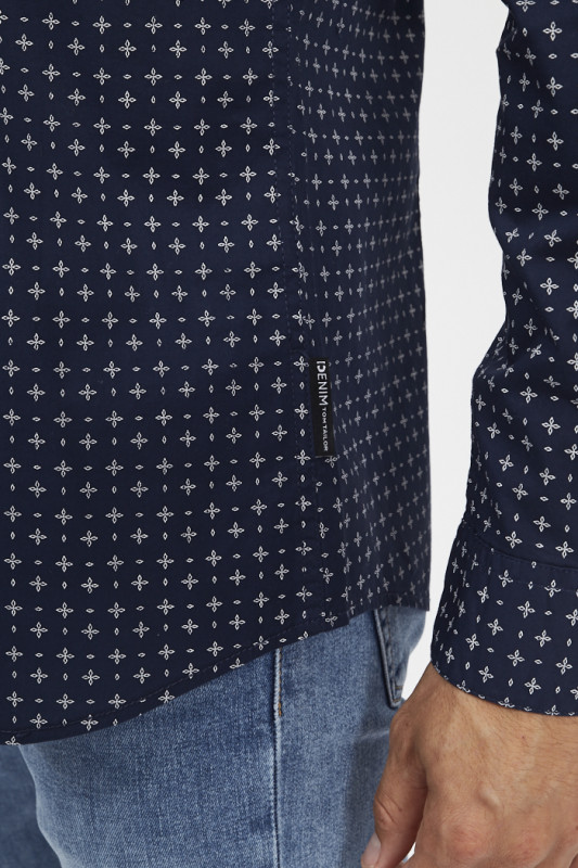 Chemise ajustée bleu marine en popeline homme