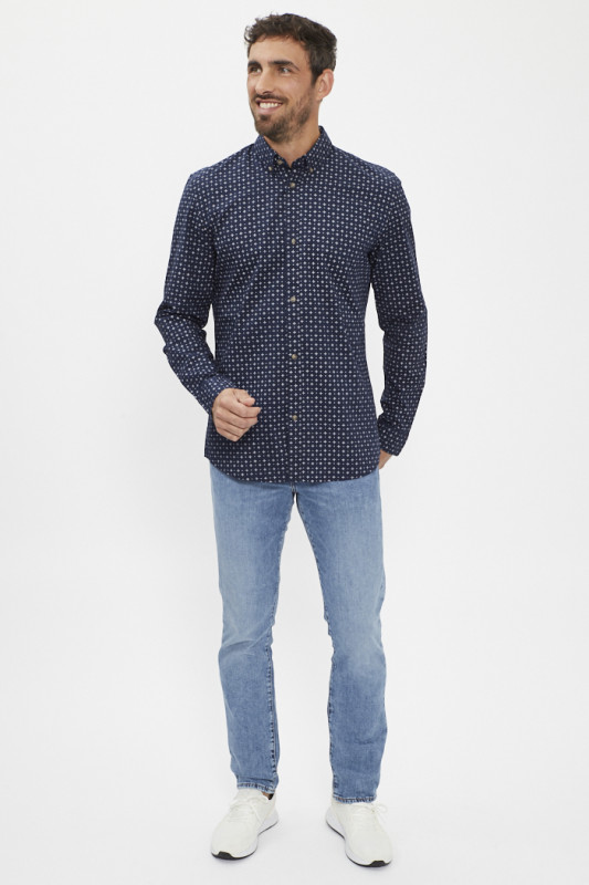 Chemise ajustée bleu marine en popeline homme Tom Tailor