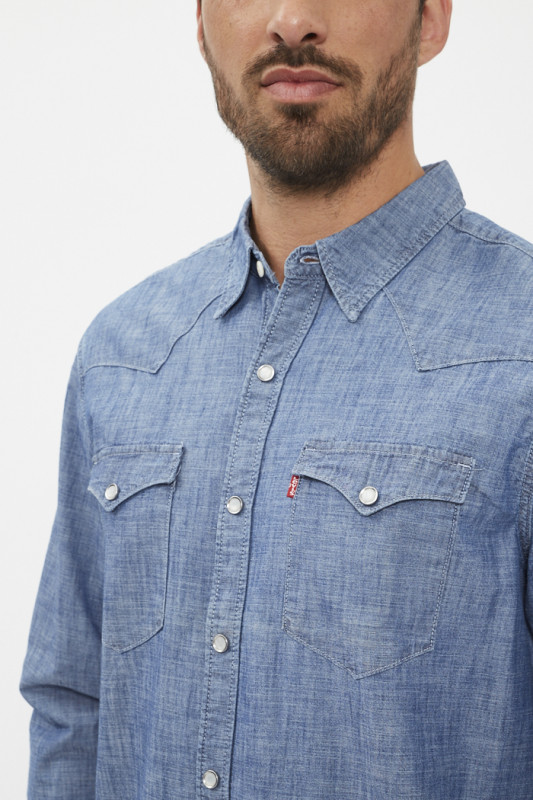 Chemise Barstow Western standard bleue homme
