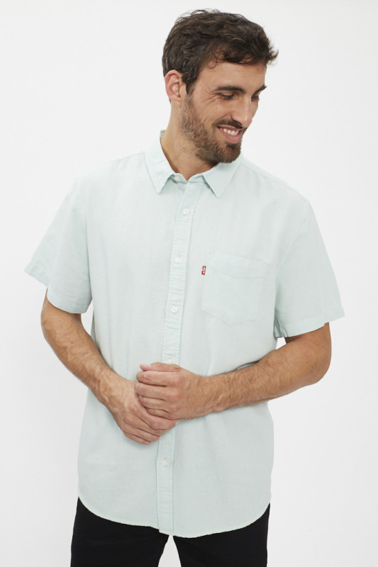 Chemise manches courtes vert menthe homme