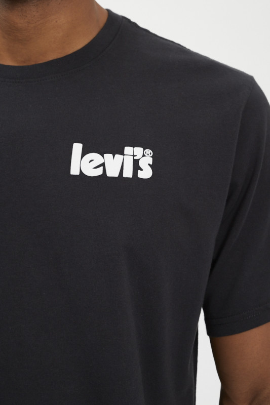 T-shirt relaxed fit noir en coton  manches courtes