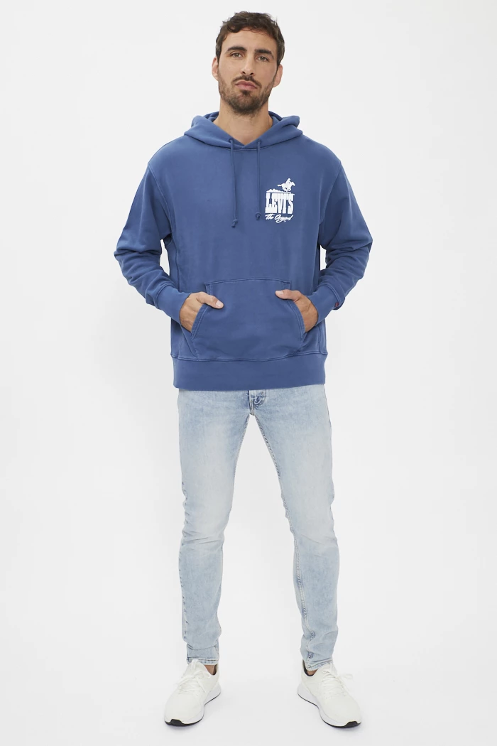 Sweat à Capuche Homme Bench - Bleu - Taille S - Occasion Très Bon état