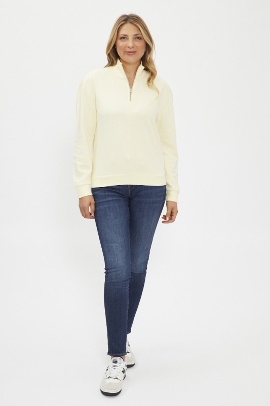 Sweat Everyday col zippé coloris anis femme