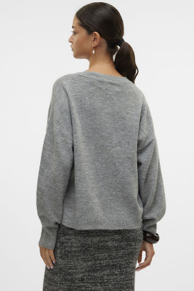 Pull col V gris chiné
