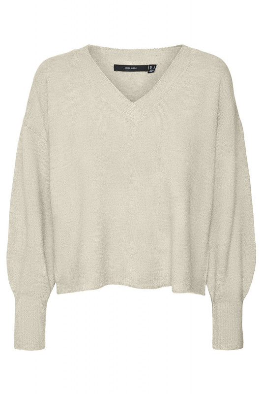 Pull col V beige clair femme Vero Moda