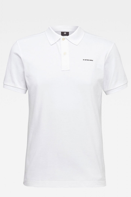 Polo 95% coton homme G-star blanc coupe slim
