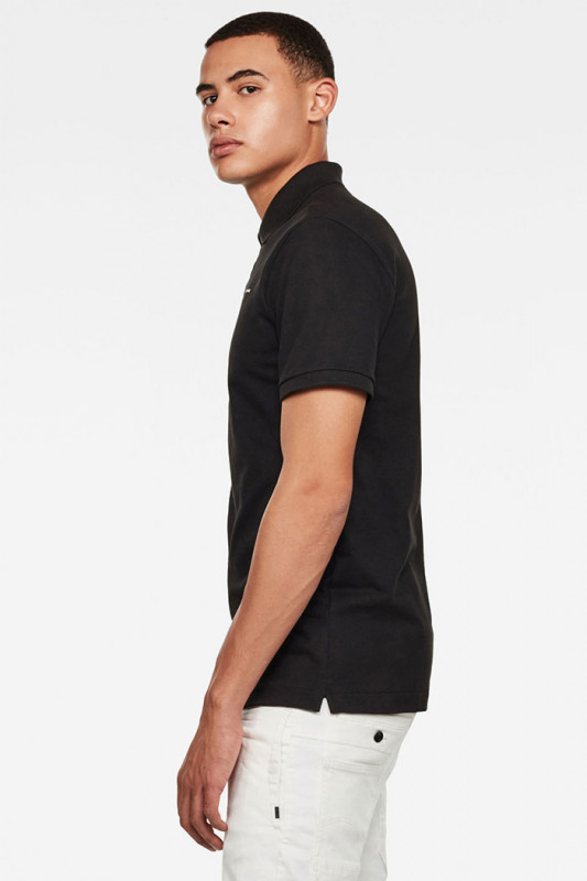Polo manches courtes noir slim homme