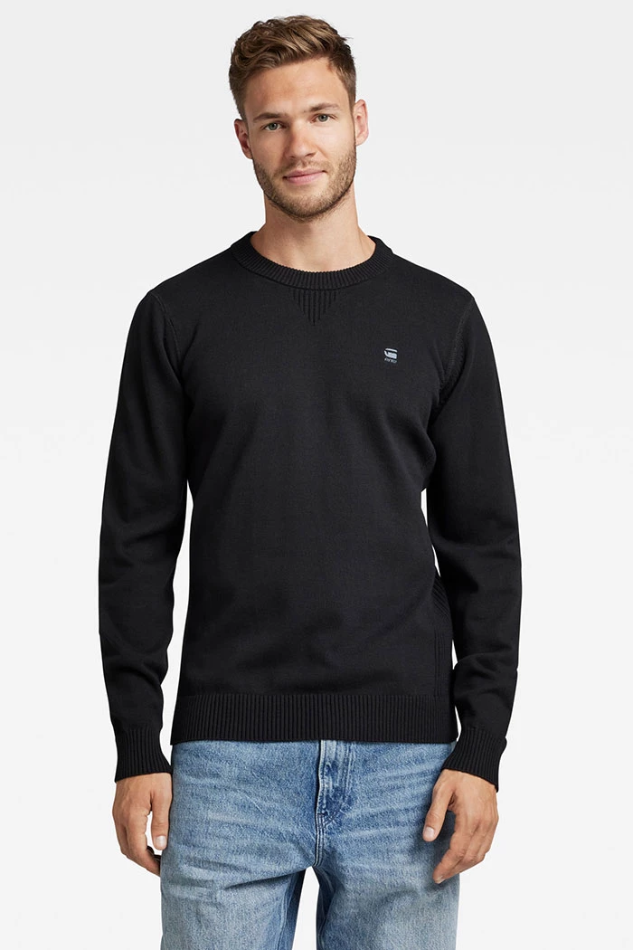 Pull noir Classic Sport 100% coton Homme G-Star Destock Jeans