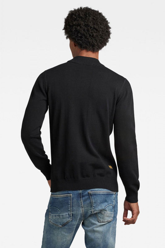 Pull noir classique sport Mock homme G-Star coupe droite en coton