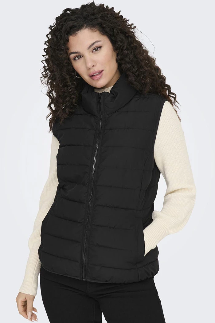 Doudoune sans manche noire matelassée femme Only Destock Jeans