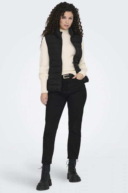 Doudoune sans manche noire zippée femme Only coupe droite