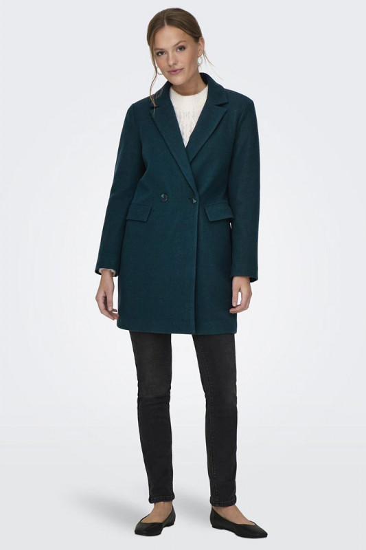 Manteau vert croisé femme manches longues