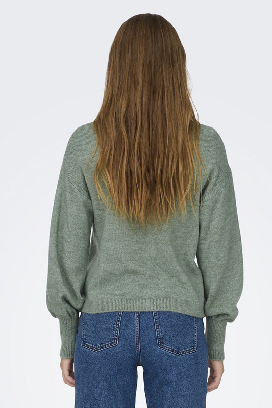 Pull col rond vert granité femme marque Only