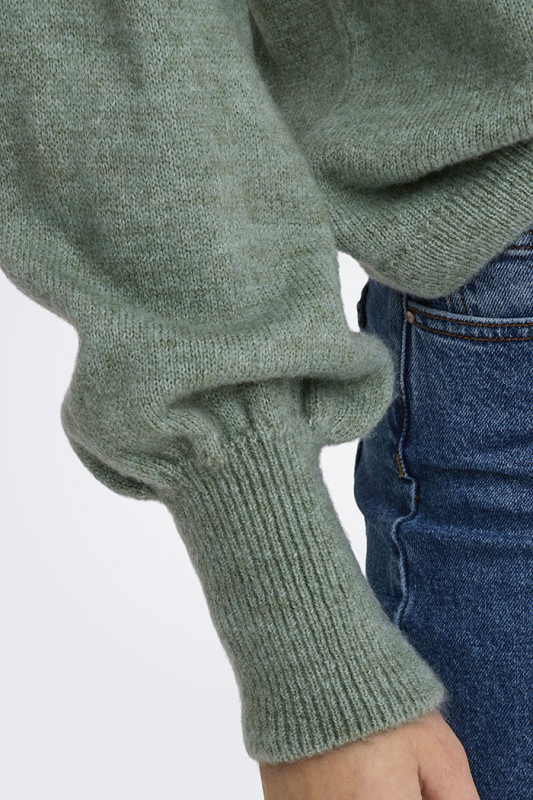 Pull col rond vert granité femme Only