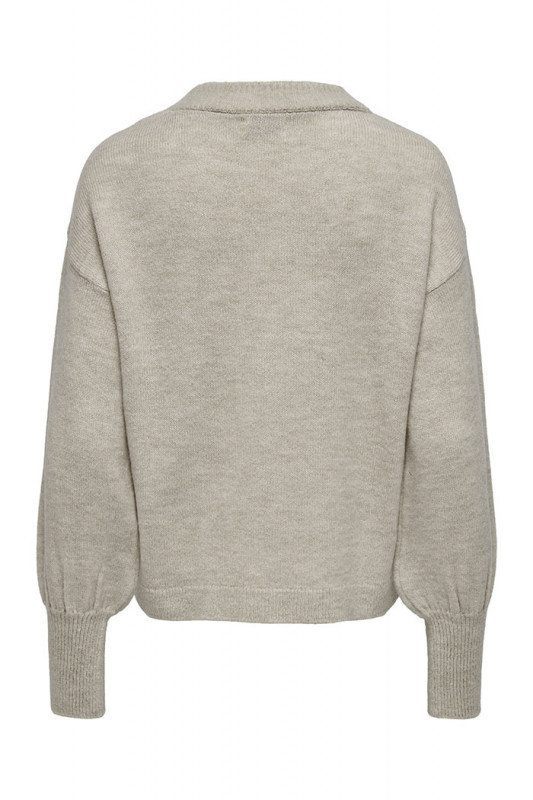 Pull col rond beige clair femme manches longues