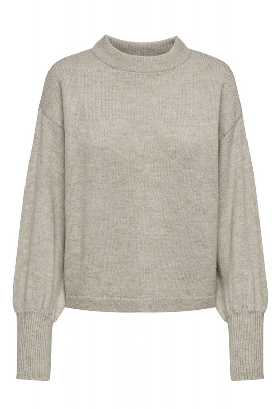 Pull col rond beige clair femme