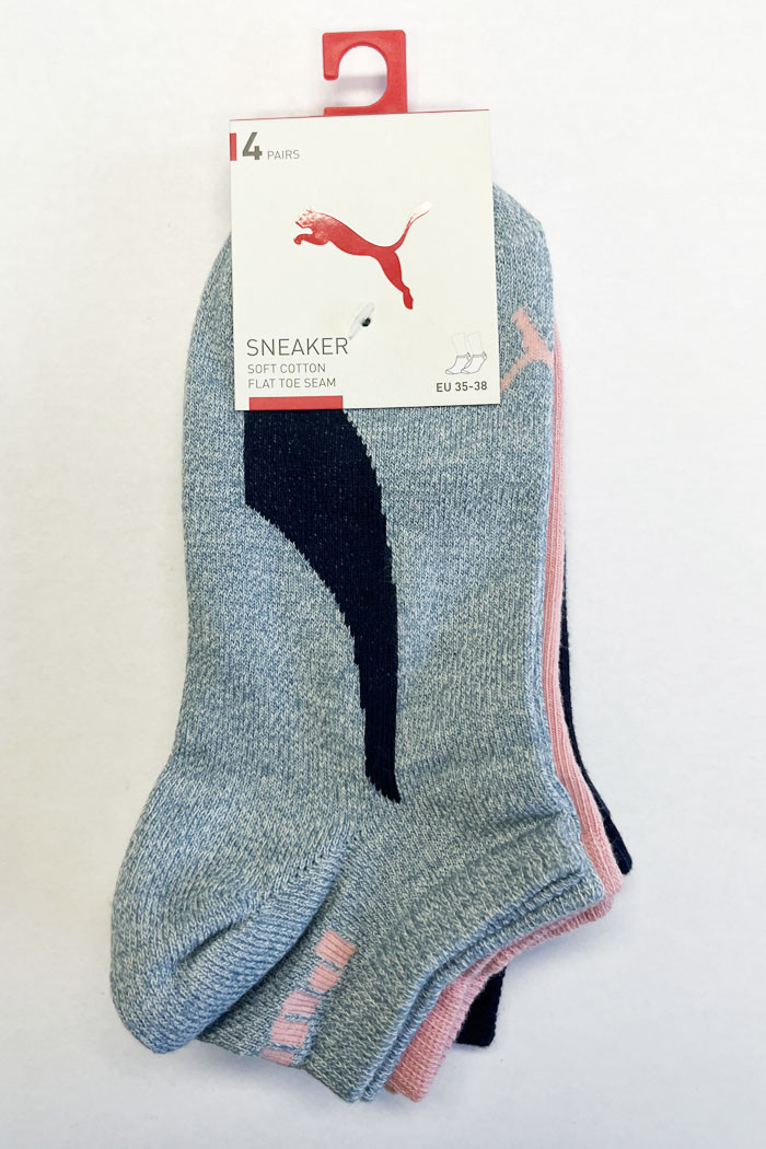 Lot de 4 paires de chaussettes noir gris blanc bleu Puma Destoc