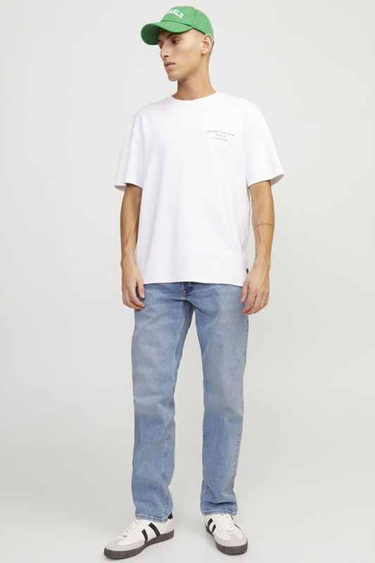 Jeans bleu denim coupe tapered homme jack & jones braguette boutonnée