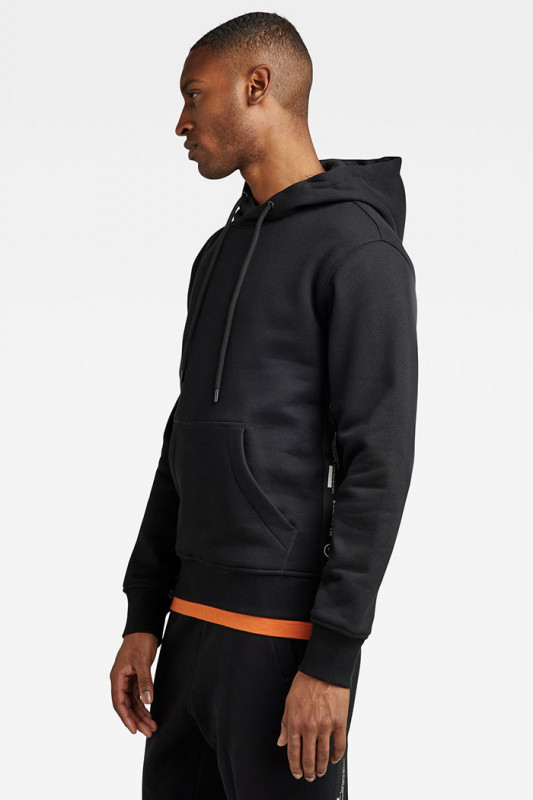 Sweat à capuche noir logo tape homme g-star