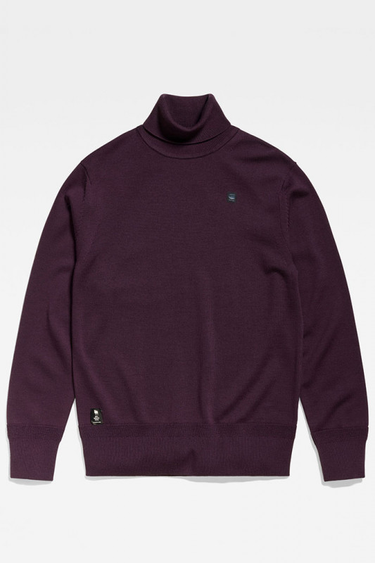 Pull col roulé en maille premium prune homme G-Star
