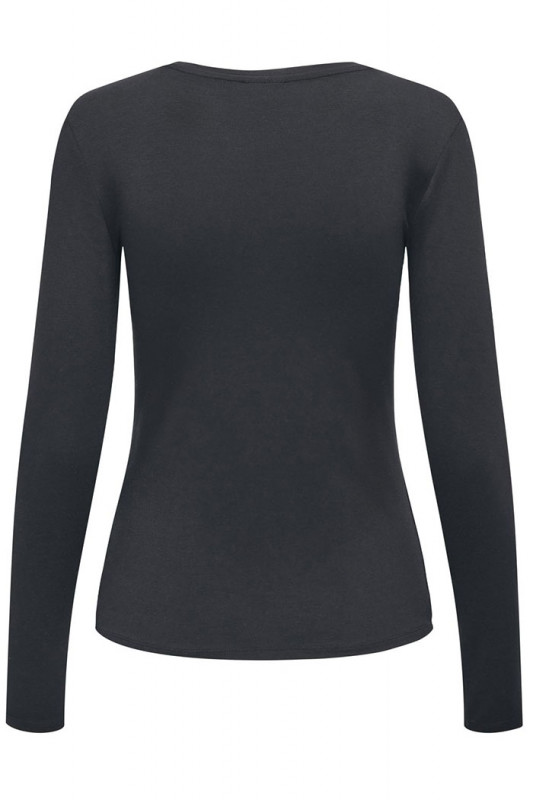 T-shirt Mila manches longues noir en viscose et élasthanne