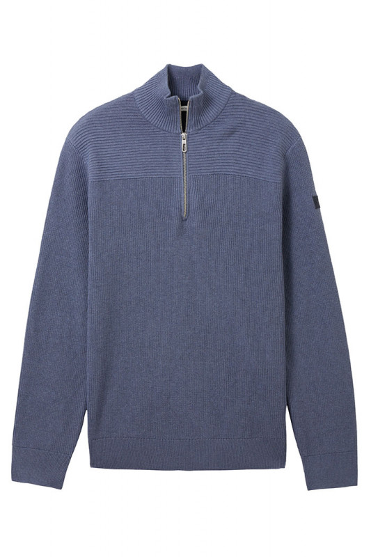 Pull col camionneur bleu indigo tom tailor 100% coton 