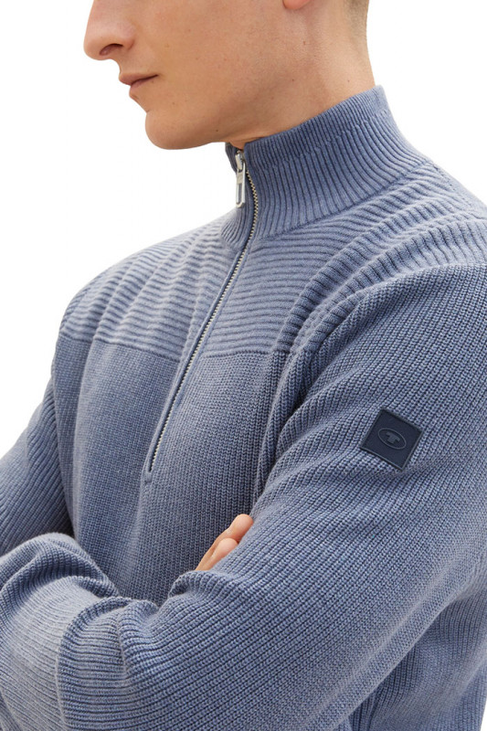 Pull col camionneur bleu indigo homme Tom Tailor