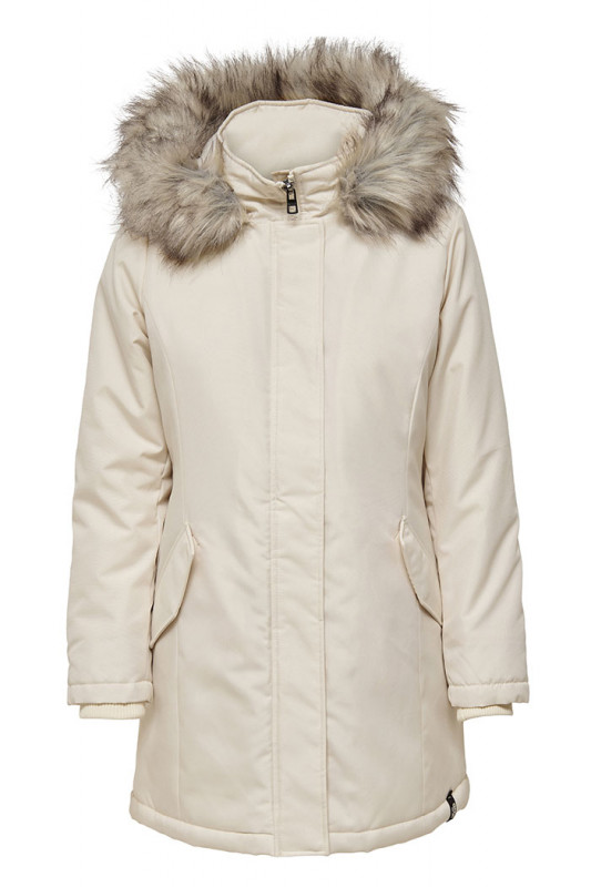 Parka beige clair à capuche