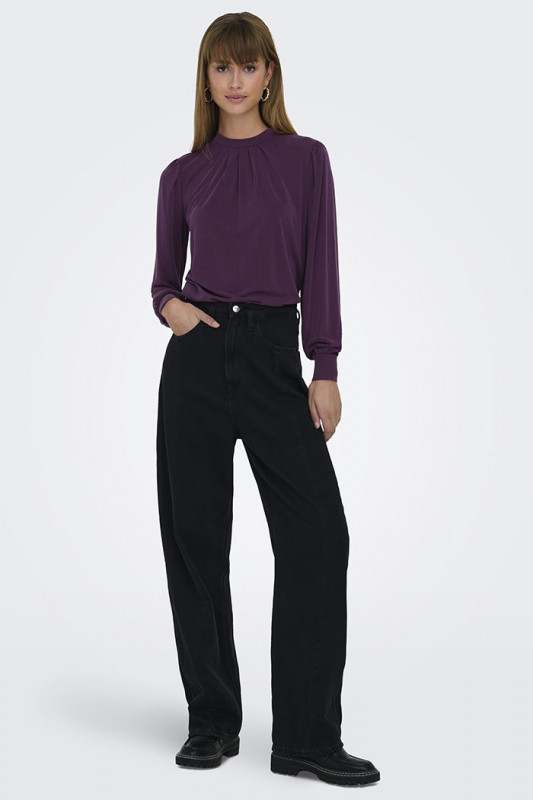 Chemisier col haut violet Only manches longues