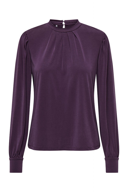 Chemisier col haut violet only coll boutonné dans le dos