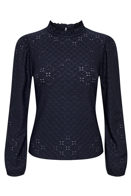 Top Cathinka bleu marine manches longues