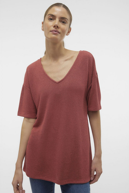 T-shirt basique coloris Marsala femme