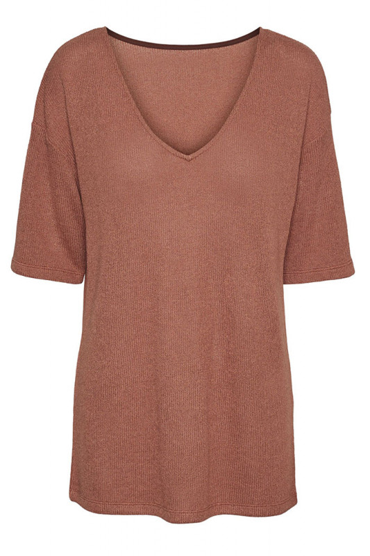 T-shirt basique coloris Marsala en viscose