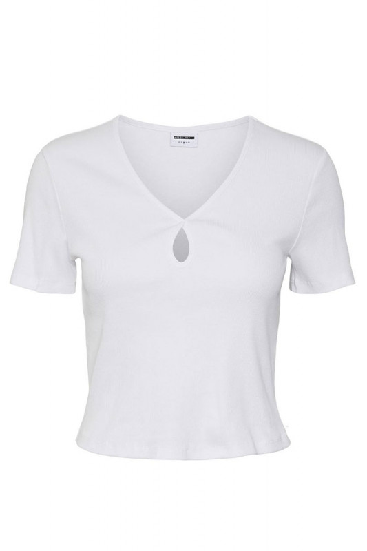 T-shirt slim Maya blanc noisy may coton mélangé