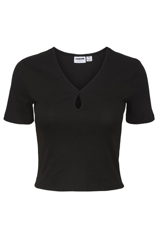 T-shirt slim Maya noir coton mélangé noisy may