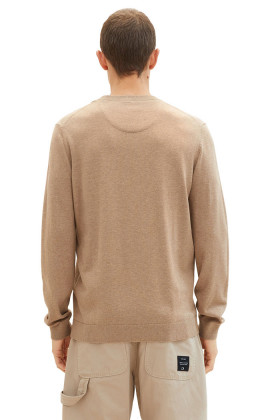 Pull basic col rond noisette