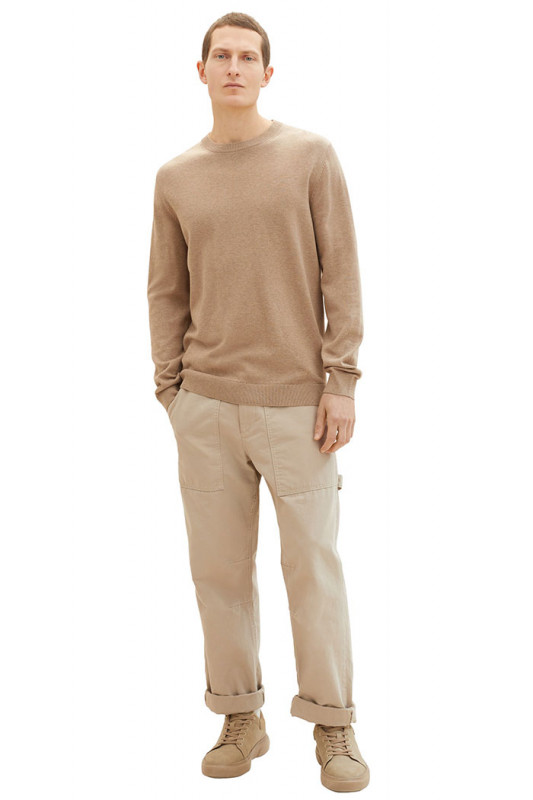 Pull basic col rond noisette tom tailor