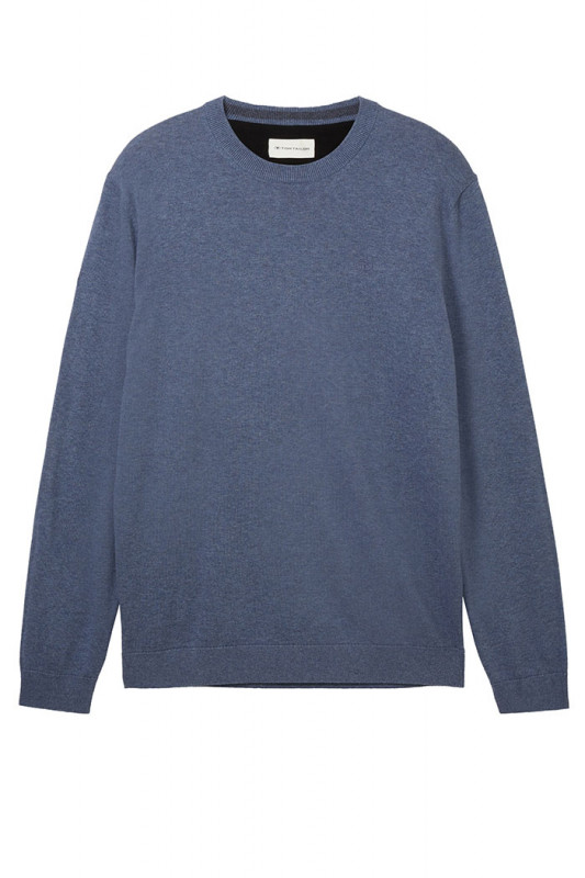 Pull basic col rond bleu indigo tom tailor 100% coton