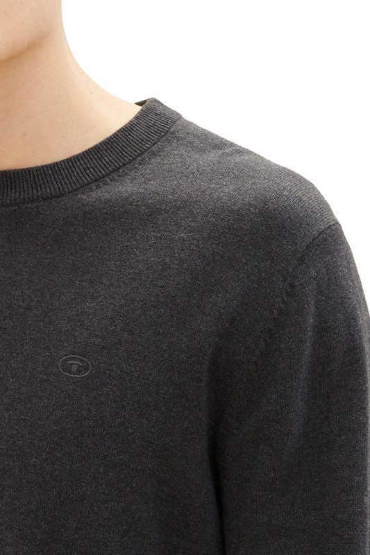 Pull basic col rond gris tom tailor