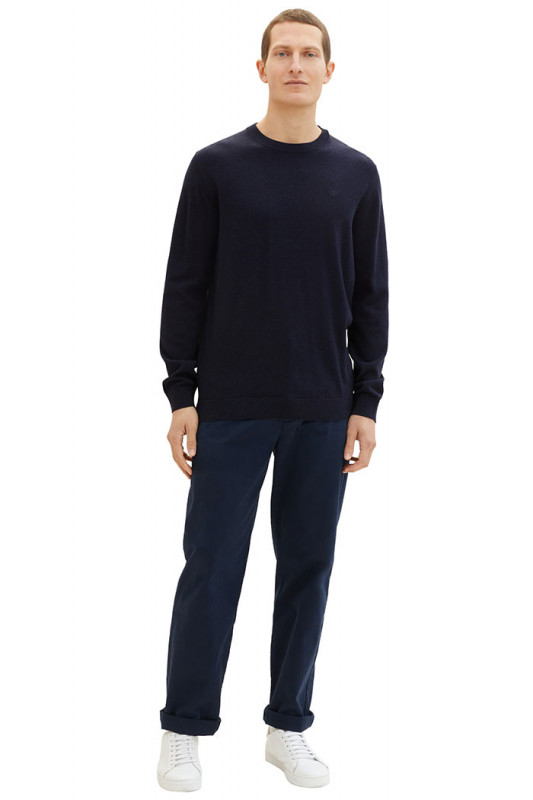 Pull basic col rond bleu marine tom tailor en coton