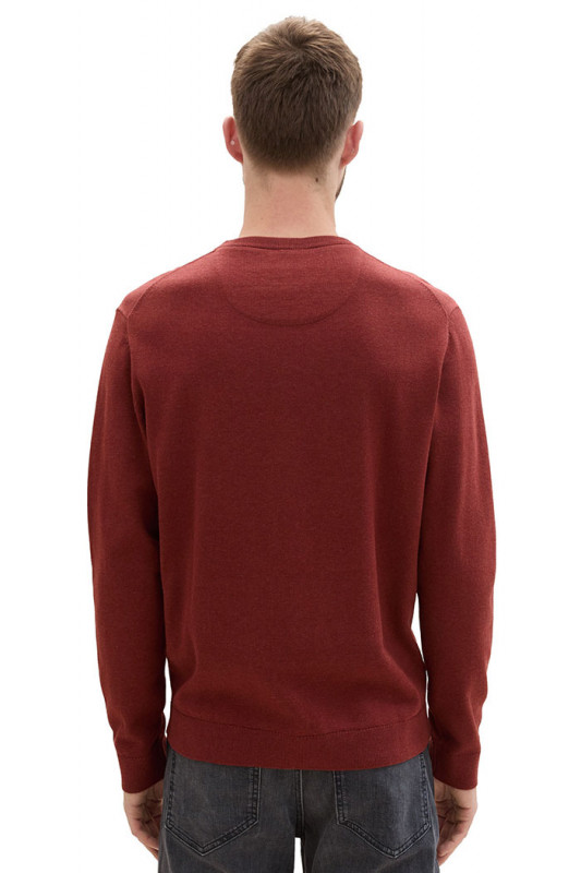 Pull basic col rond bordeaux