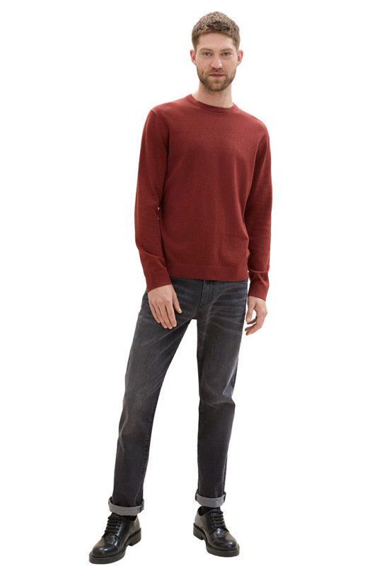  Pull basic col rond bordeaux tom tailor en coton