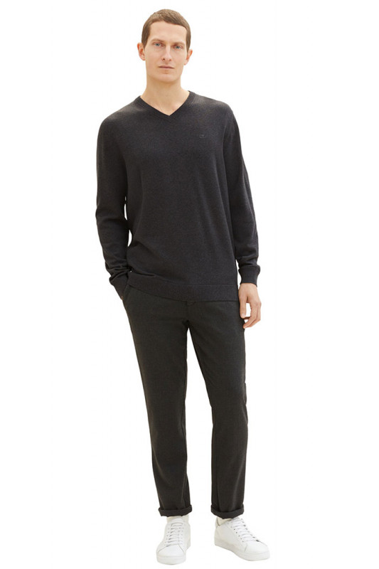 Pull basic col V gris tom tailor