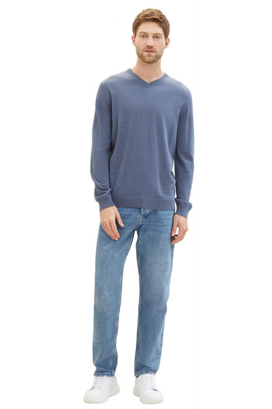 Pull basic col V vintage indigo homme tom tailor