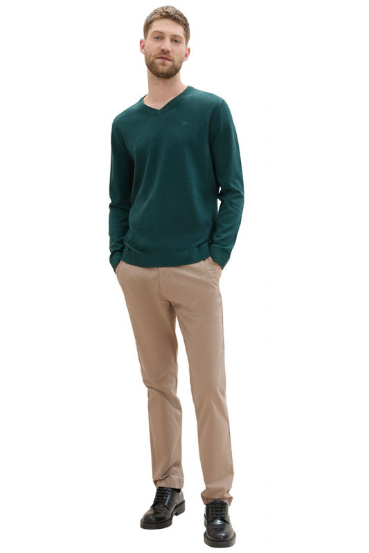 Pull basic col V vert sapin tom tailor