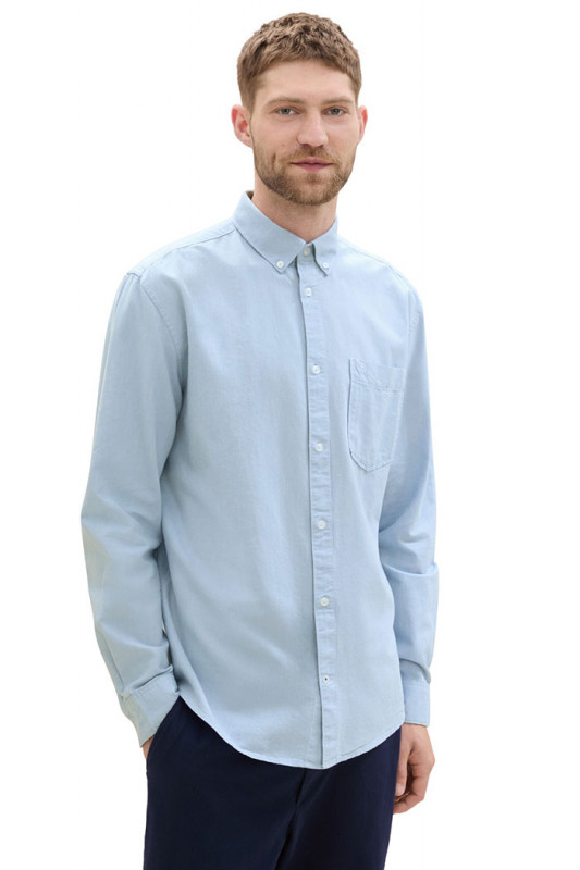 Chemise oxford bleu clair Chambray tom tailor en coton