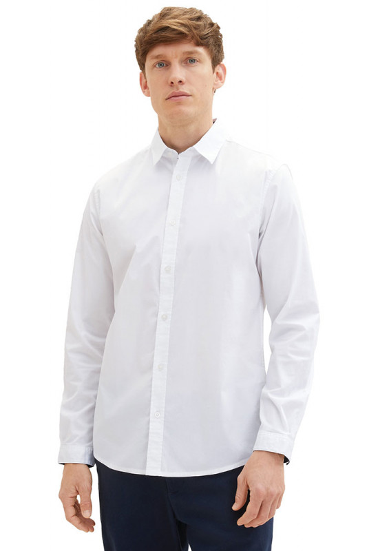 Chemise coton stretch blanche tom tailor