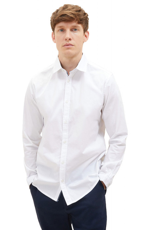 Chemise coton stretch blanche coupe regular